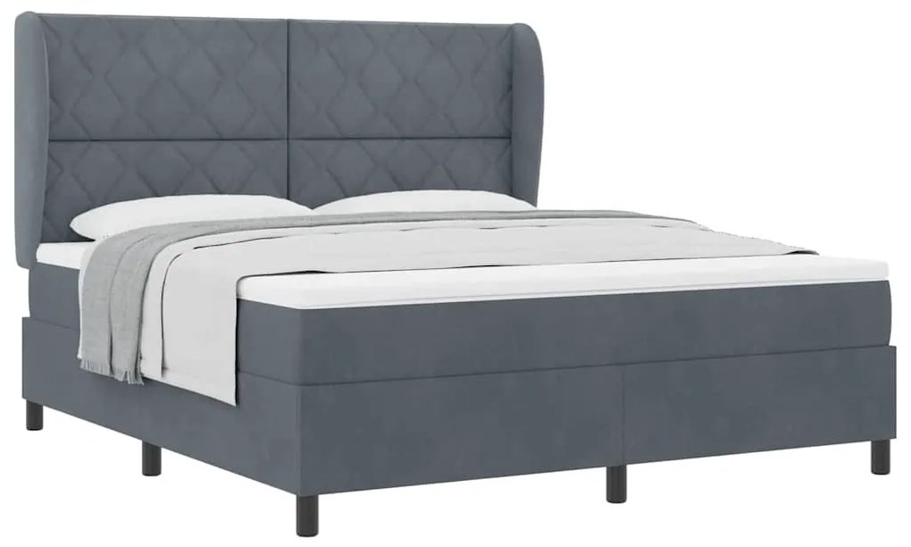 Cama com Estrado e Colchão Cinza Escuro 180x200 cm em Veludo