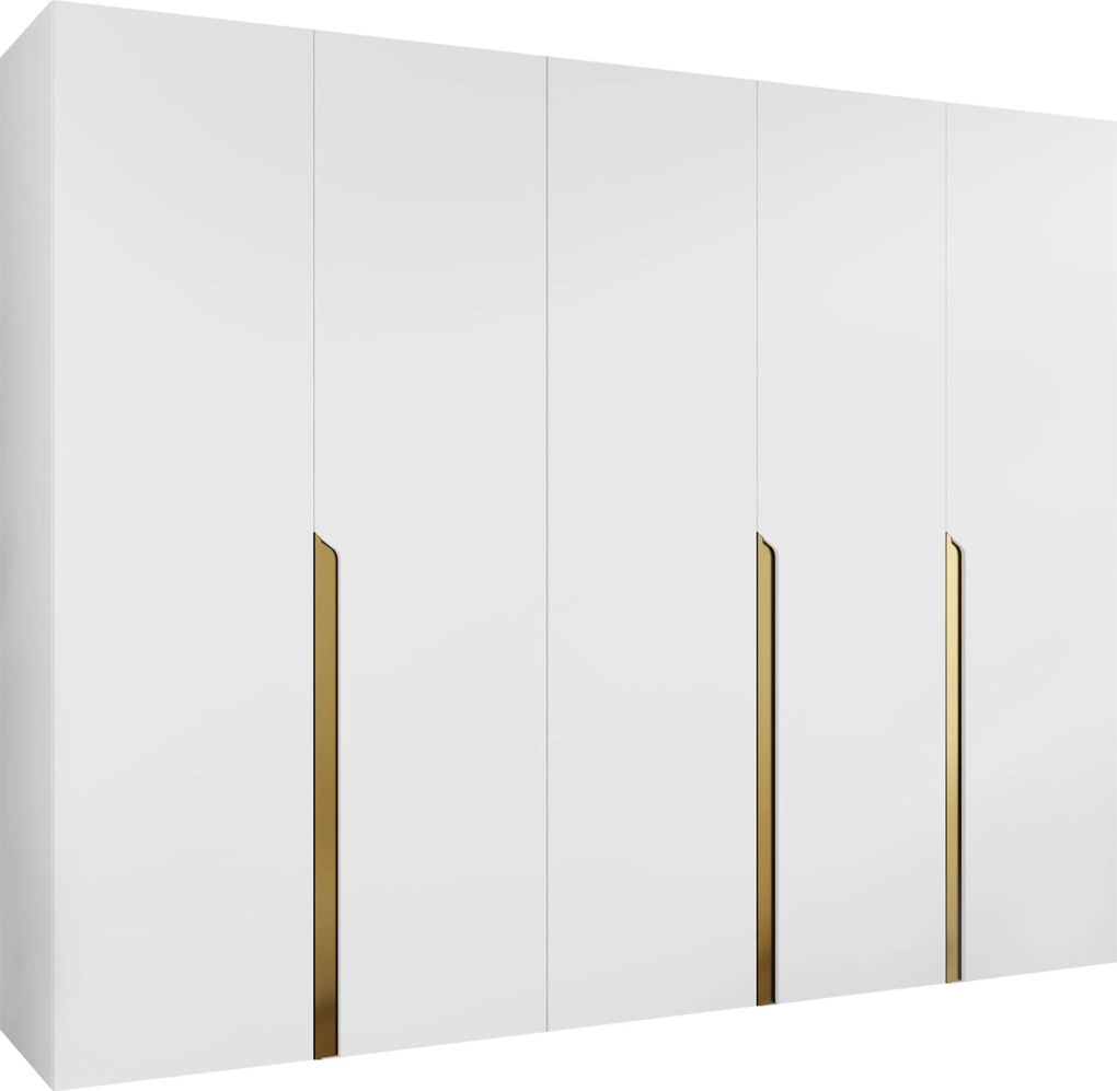 Roupeiro Hartford 582, Branco, Dourado, 202x250x52cm, 173 kg, Portas para roupeiro: Com dobradiças