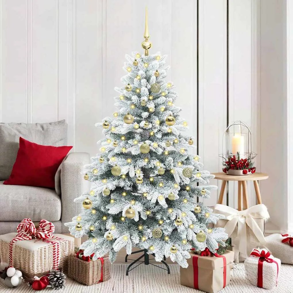 vidaXL Árvore de Natal Artificial com 150 LEDs Branco 150 cm PE e PVC