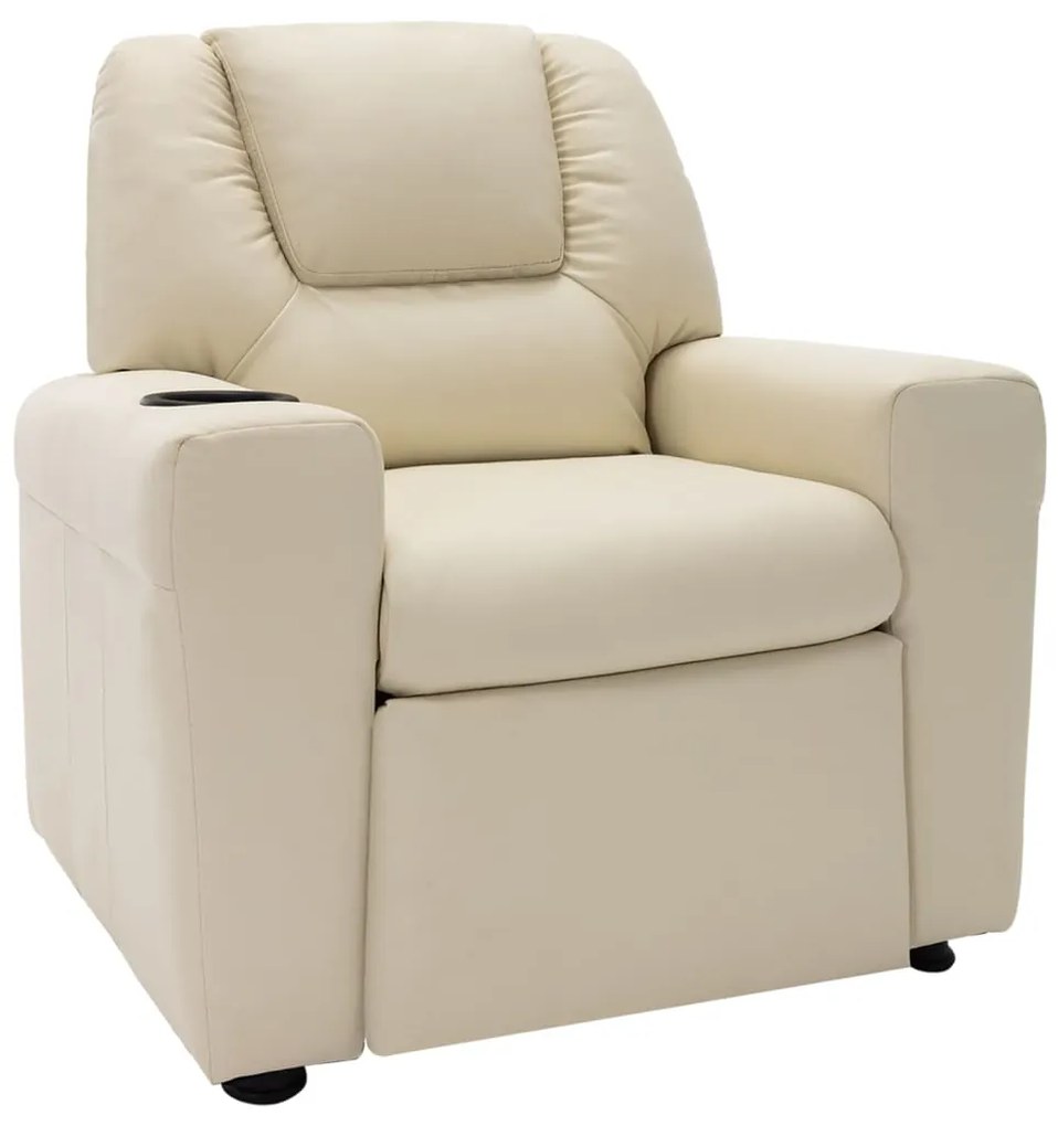 324042 vidaXL Poltrona reclinável infantil couro artificial branco nata