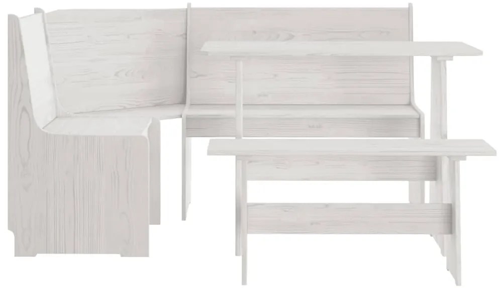 3 pcs conjunto de jantar REINE madeira pinho maciça branco