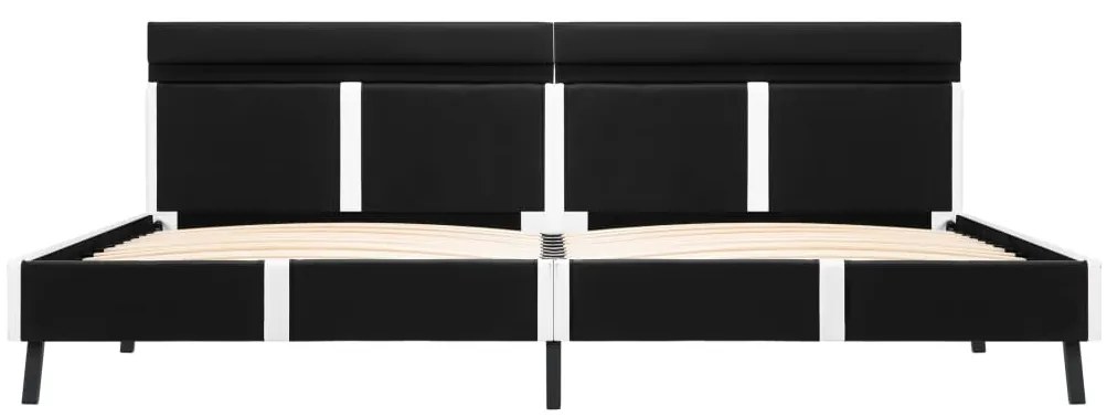 Estrutura de cama c/ LED 180x200 cm couro artificial preto