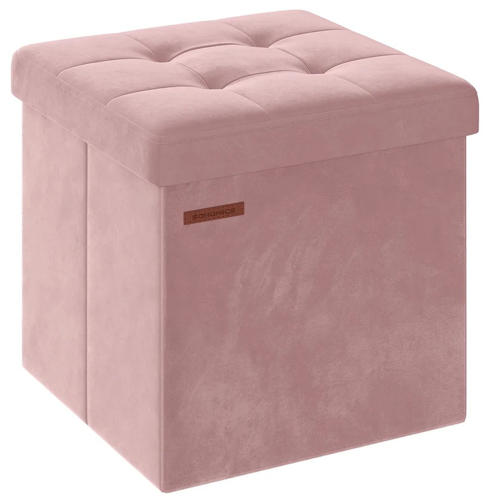 Banco com espaço de arrumação 38 x 38 x 38 cm cor-de-rosa pastel