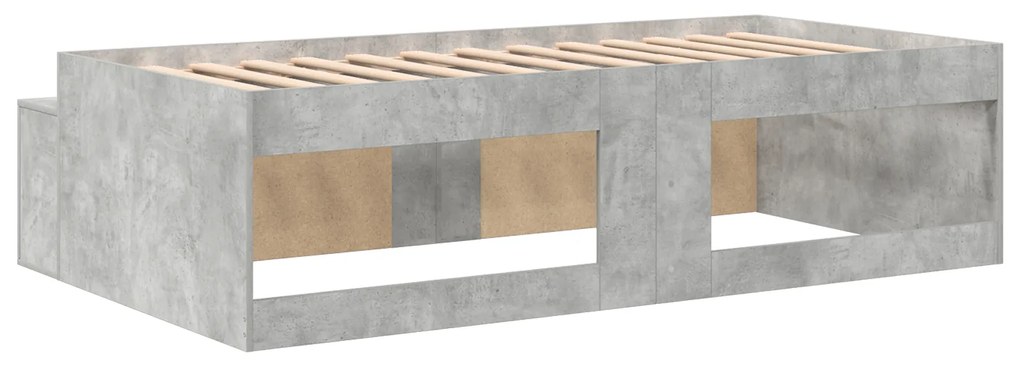 Estrutura de Cama com Armazenamento Cinza Concreto 90x190 cm