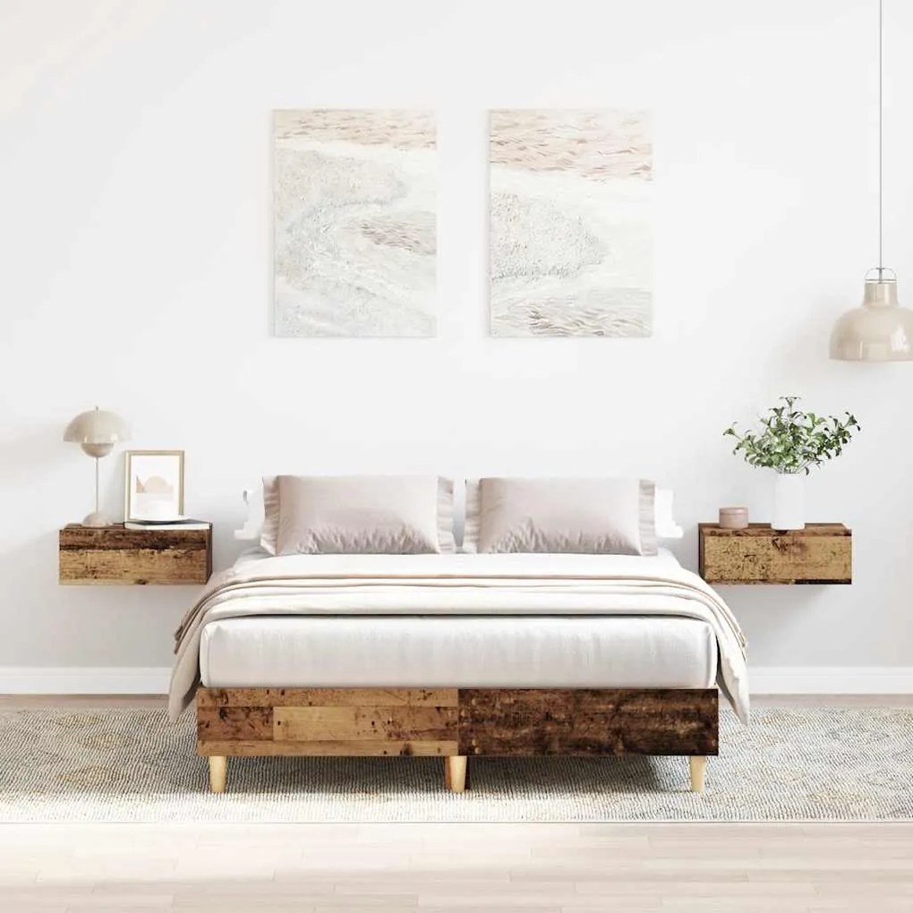 Estrutura de cama sem colchão 140x190 cm madeira velha