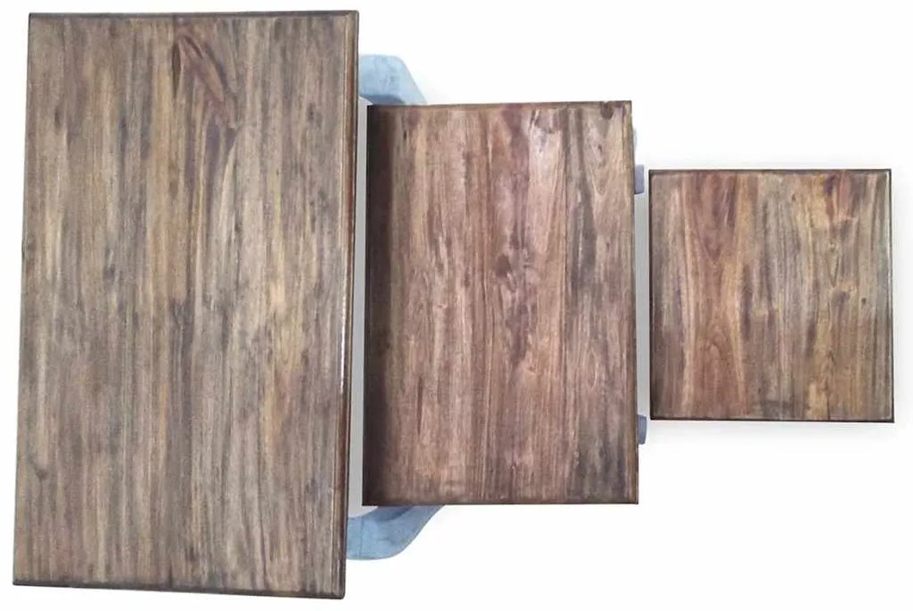Conjunto de mesas de encastrar 3 pcs madeira de mogno maciça
