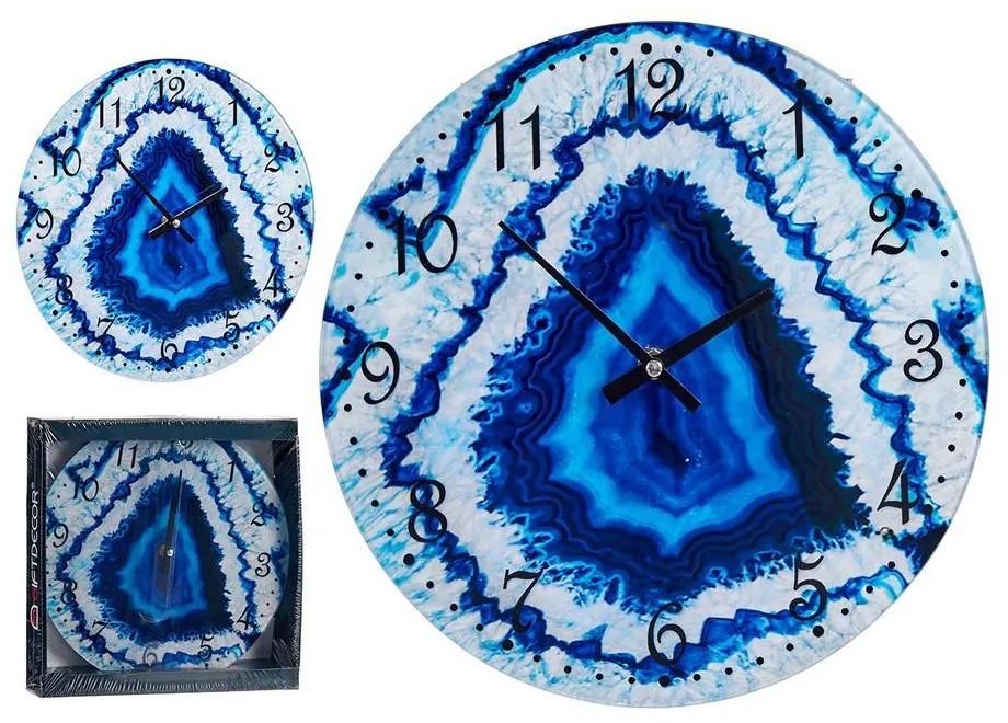 Relógio de Parede Azul Cristal (30 x 4 x 30 cm)