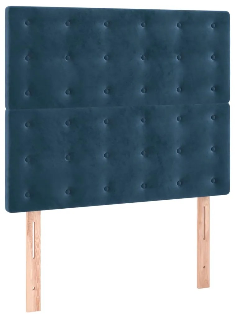 Cama com molas/colchão 100x200 cm veludo azul-escuro