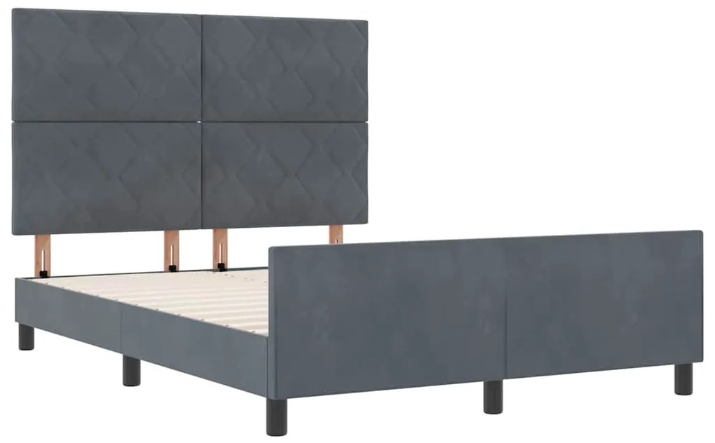 Cama de Veludo Cinza Escuro vidaXL 140x190 cm