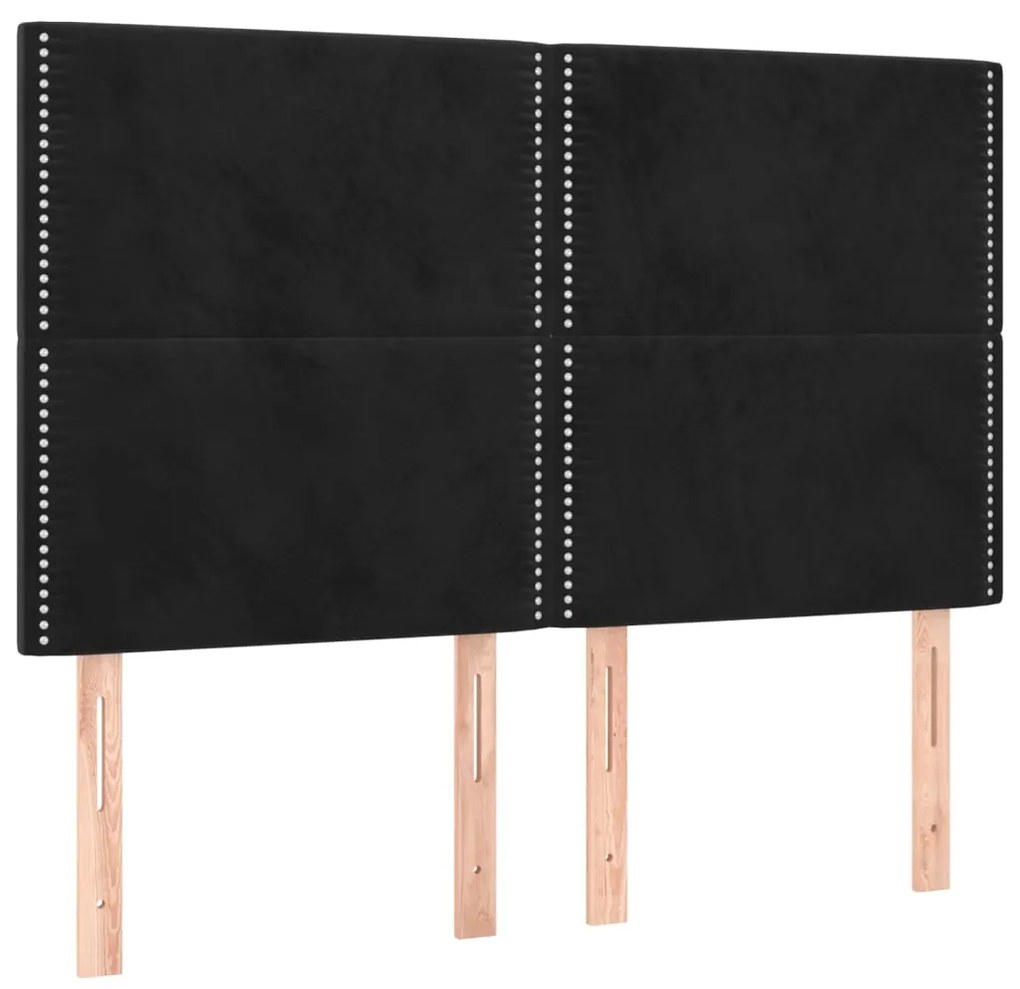 Cama box spring c/ colchão/LED 140x190 cm veludo preto