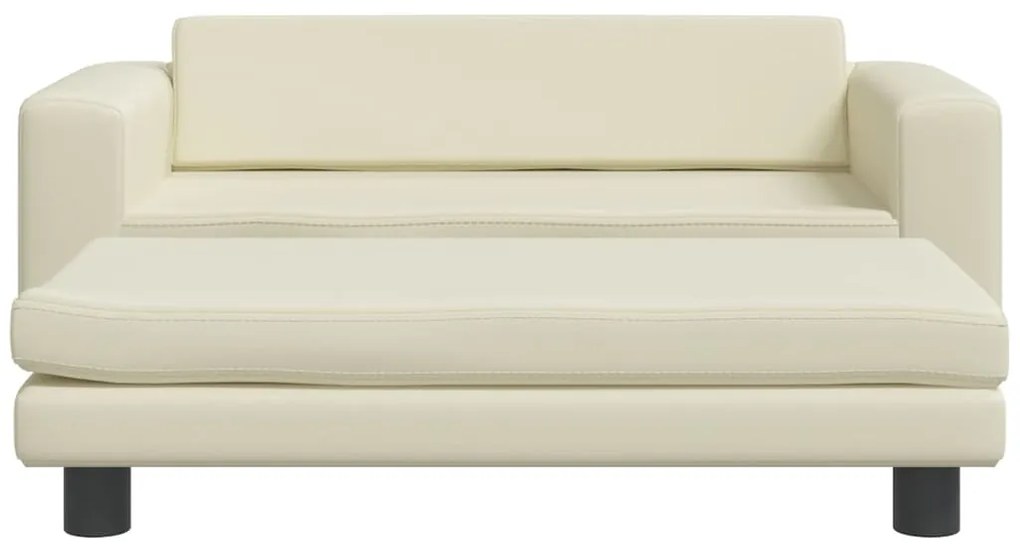 Sofá infantil c/ apoio pés 100x50x30 cm couro artificial creme