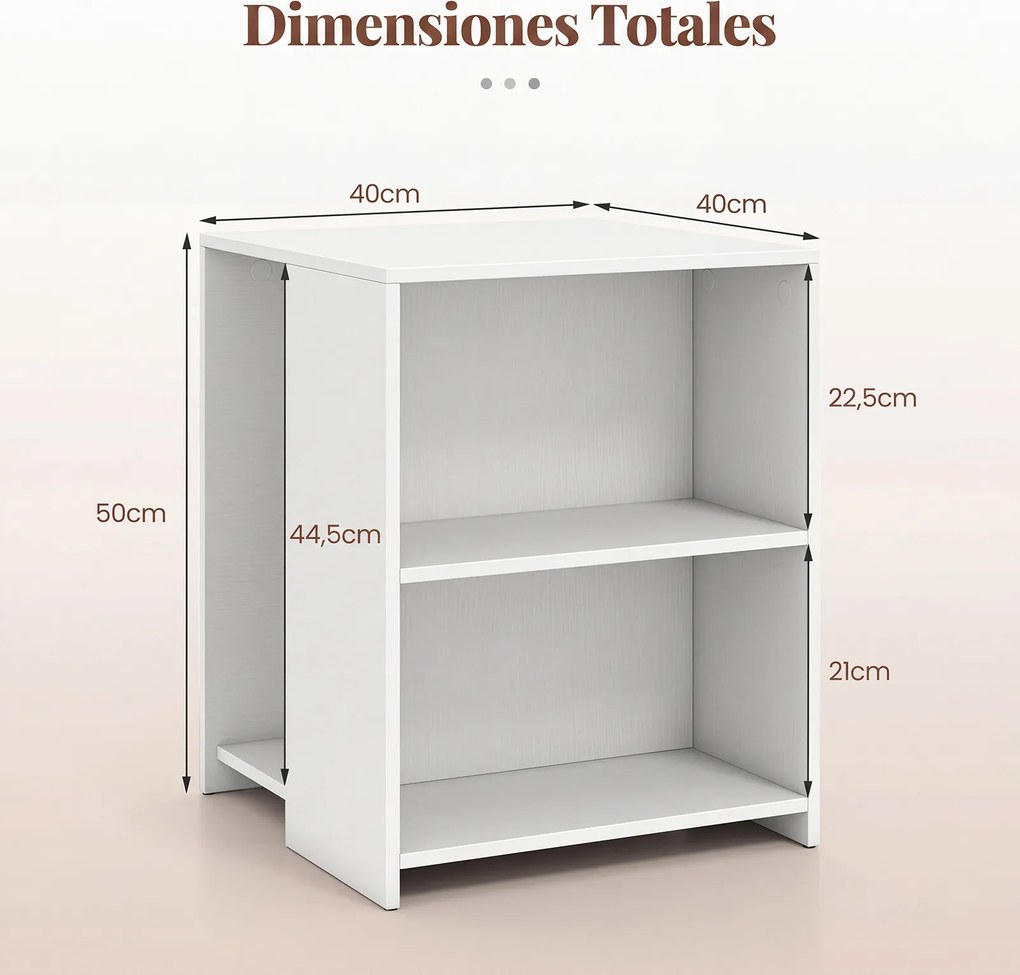 Mesa Auxiliar, 40 x 40 x 50 cm, Arrumação de Dupla Face, Branco