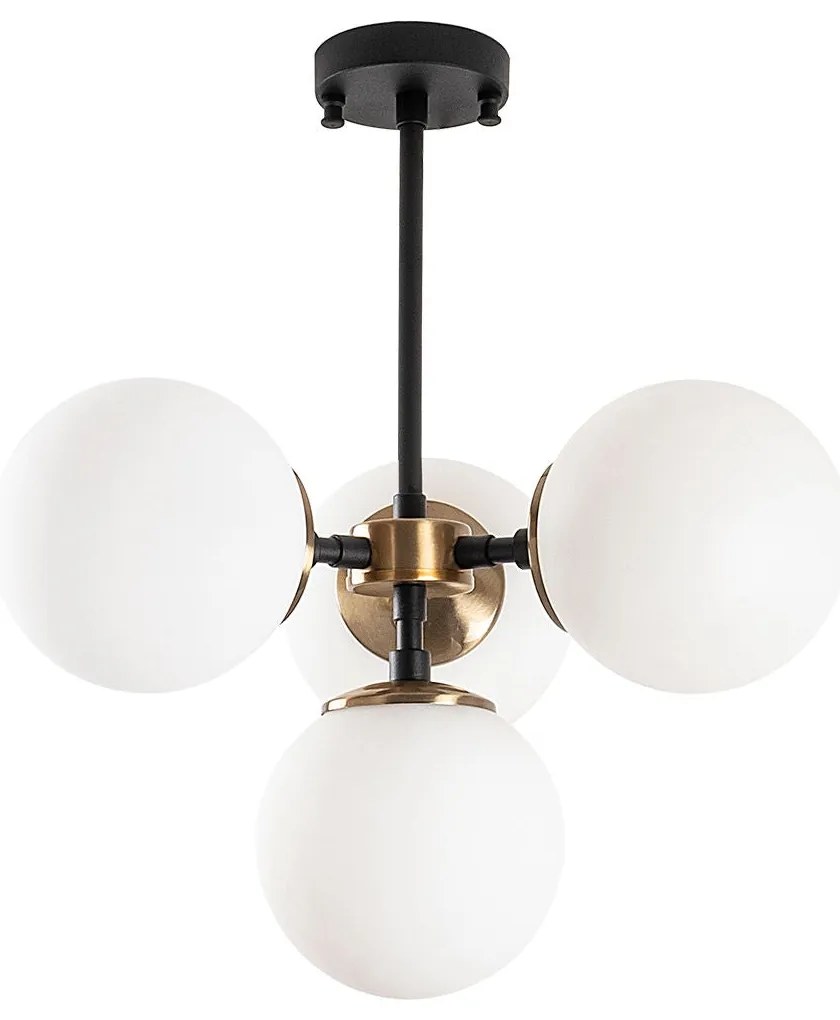 Candeeiro de Teto Akkas – Preto/Antique/Creme – 43 x 43 x 47 cm