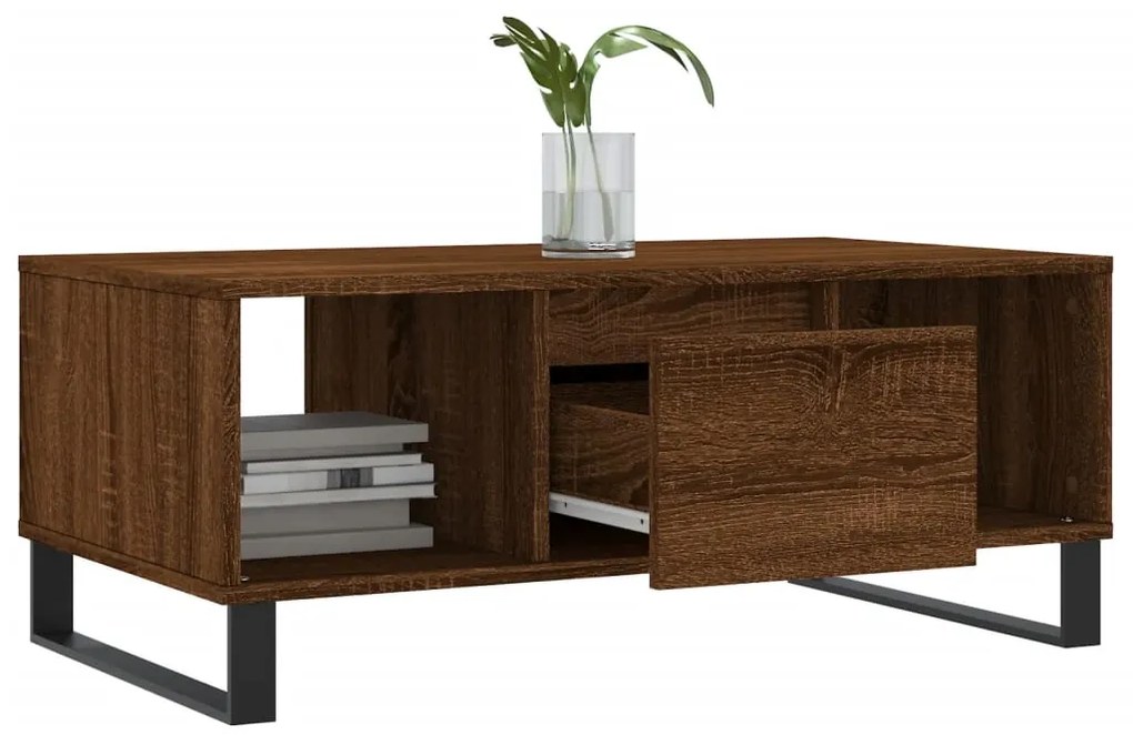 Mesa de centro 90x50x36,5cm derivados madeira carvalho castanho