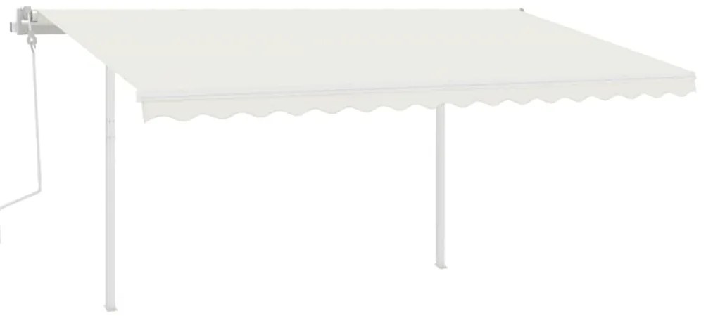 Toldo retrátil manual com luzes LED 4,5x3 m cor creme