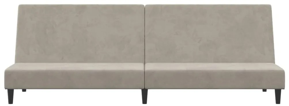 Sofá-cama de 2 lugares veludo cinzento-claro