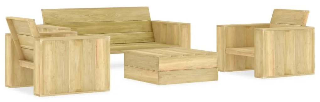 vidaXL 4 pcs conjunto móveis jardim madeira de pinho impregnada
