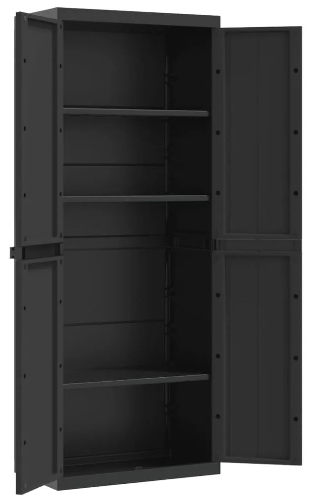 Móvel de arrumação para exterior 65x37x165 PP preto