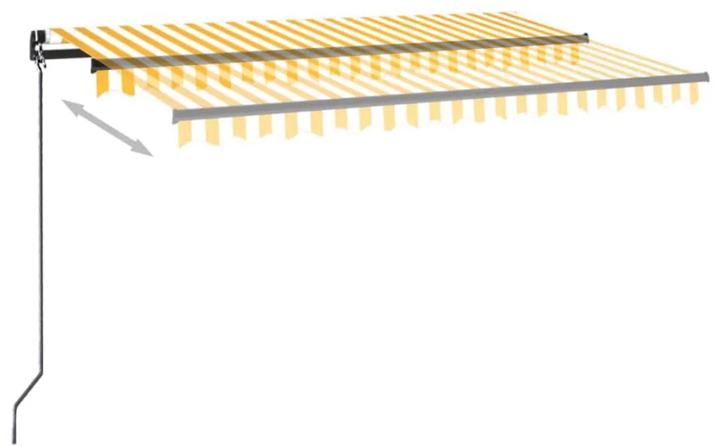 Toldo retrátil manual com LED 450x350 cm amarelo e branco