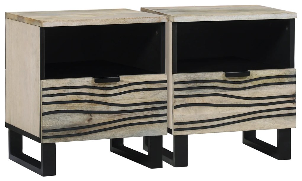 vidaXL Mesas de cabeceira 2 pcs Branco e preto 40 x 33 x 46 cm