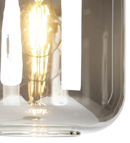 Candeeiro de pé design preto com dourado e vidro fumê - Zuzanna