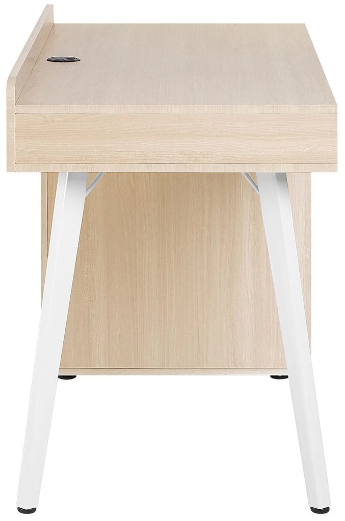 Secretária branca e castanha clara com 3 gavetas 130 x 60 cm CARACAS Beliani