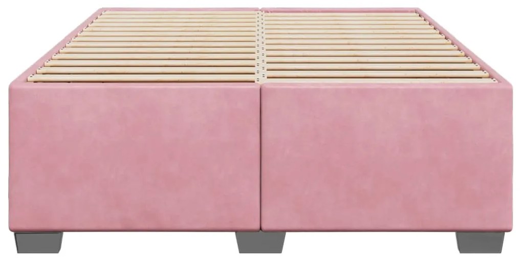 Estrutura de cama 140x200 cm veludo rosa
