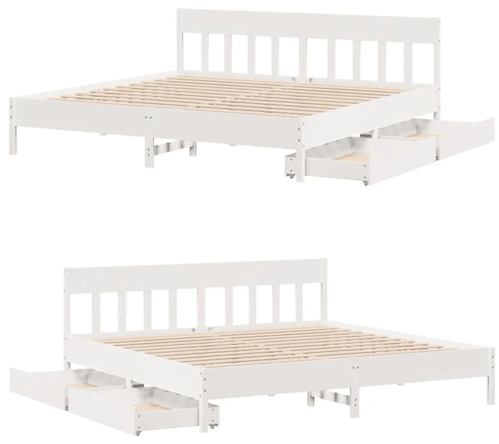 Cama sem colchão 180x200 cm madeira de pinho maciça branco