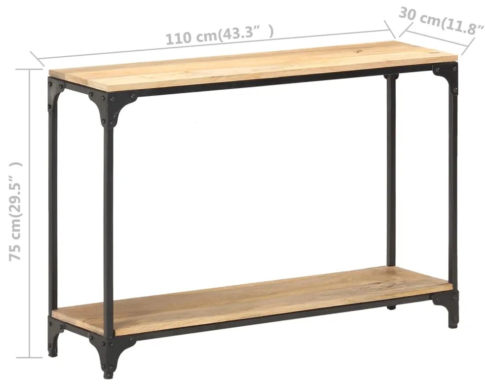 Mesa consola 110x30x75 cm madeira de mangueira maciça