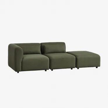 Sofá Modular De Canto Em 2 Peças Com Puff Fogler Tecido Pele De Borrego Verde Sálvia - Sklum