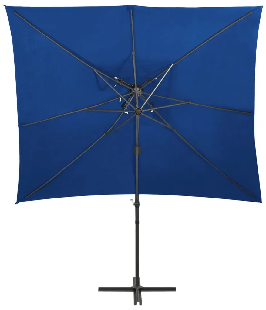 Guarda-sol jardim cantilever toldo duplo 250x250 cm azul-ciano