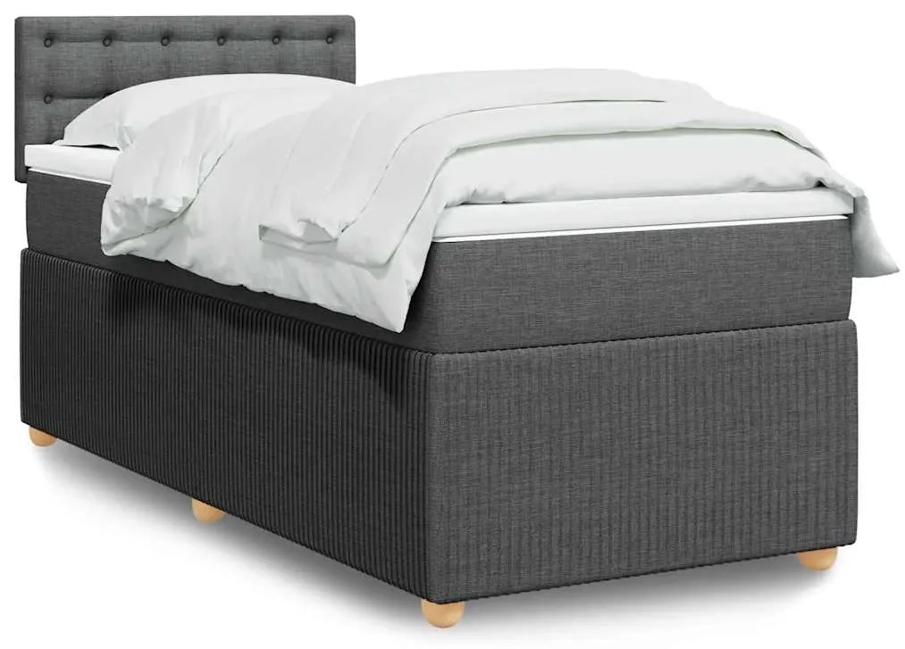 vidaXL Cama com molas/colchão 80x200 cm tecido cinzento-escuro