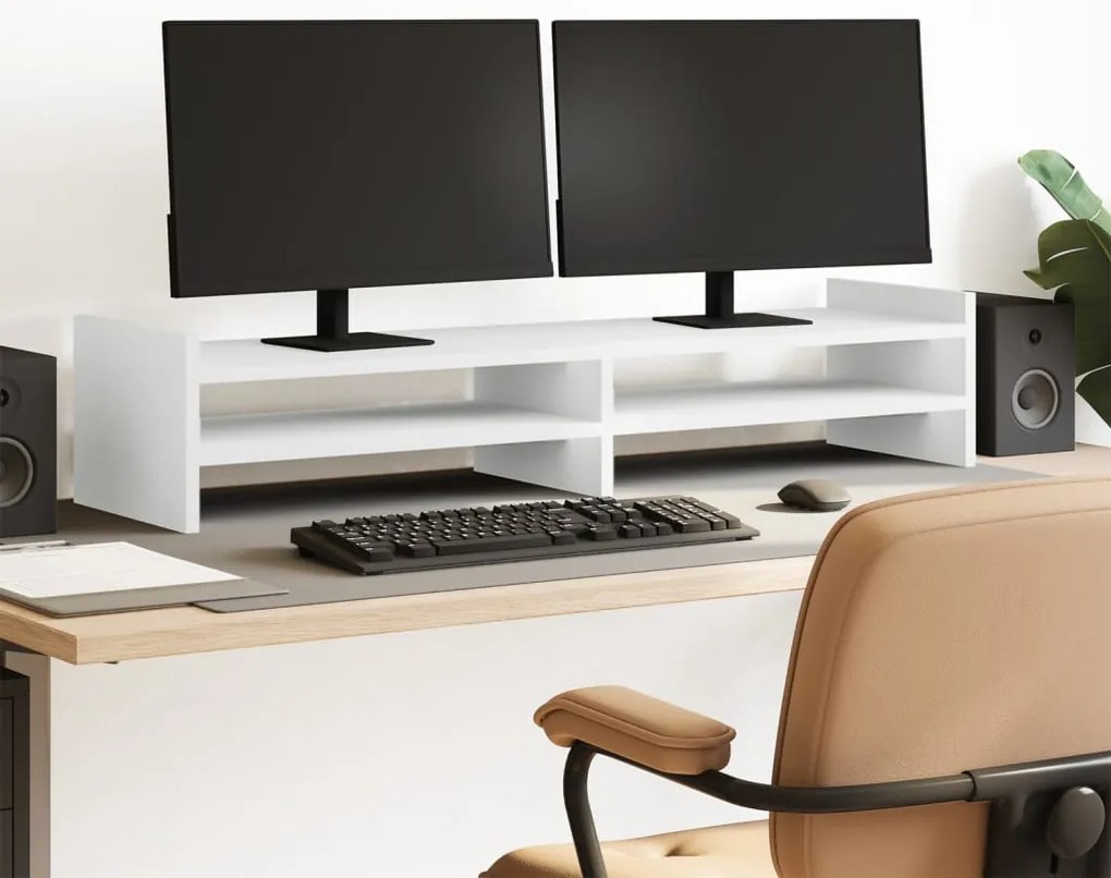 vidaXL Suporte para monitor 100x27x20 cm derivados de madeira branco