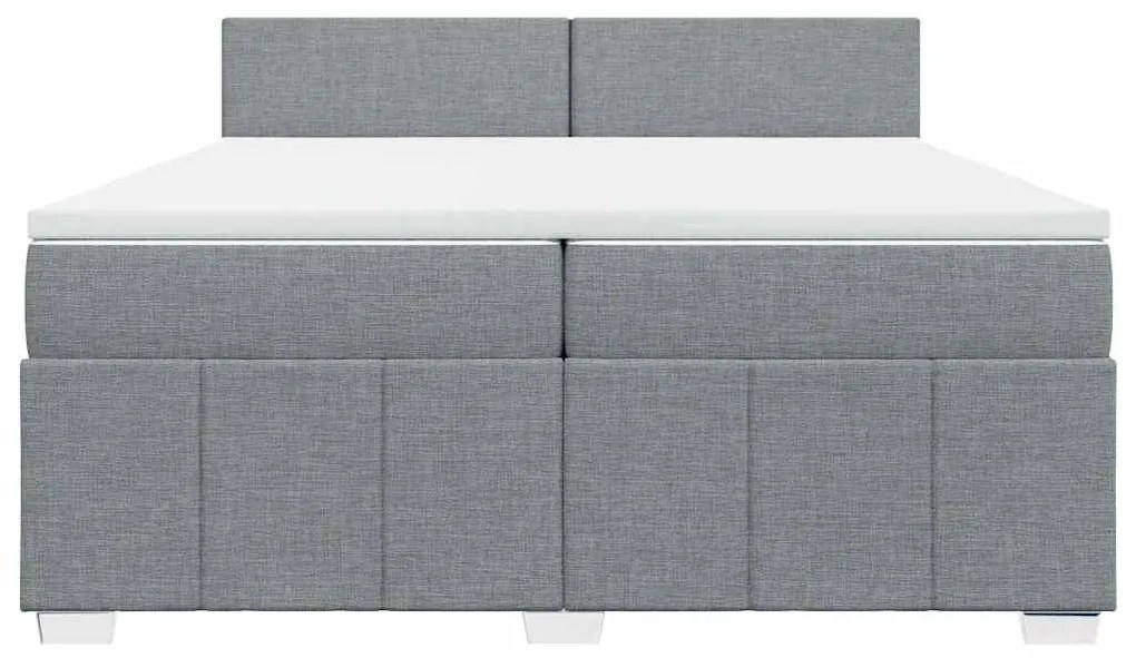 Cama com molas/colchão 200x200 cm tecido cinza-claro