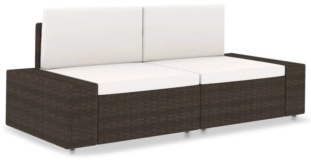 49515 vidaXL Sofá seccional de 2 lugares vime PE castanho