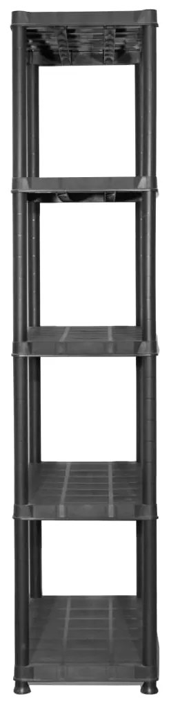 Unidade com 5 prateleiras 71x38x170 cm plástico preto