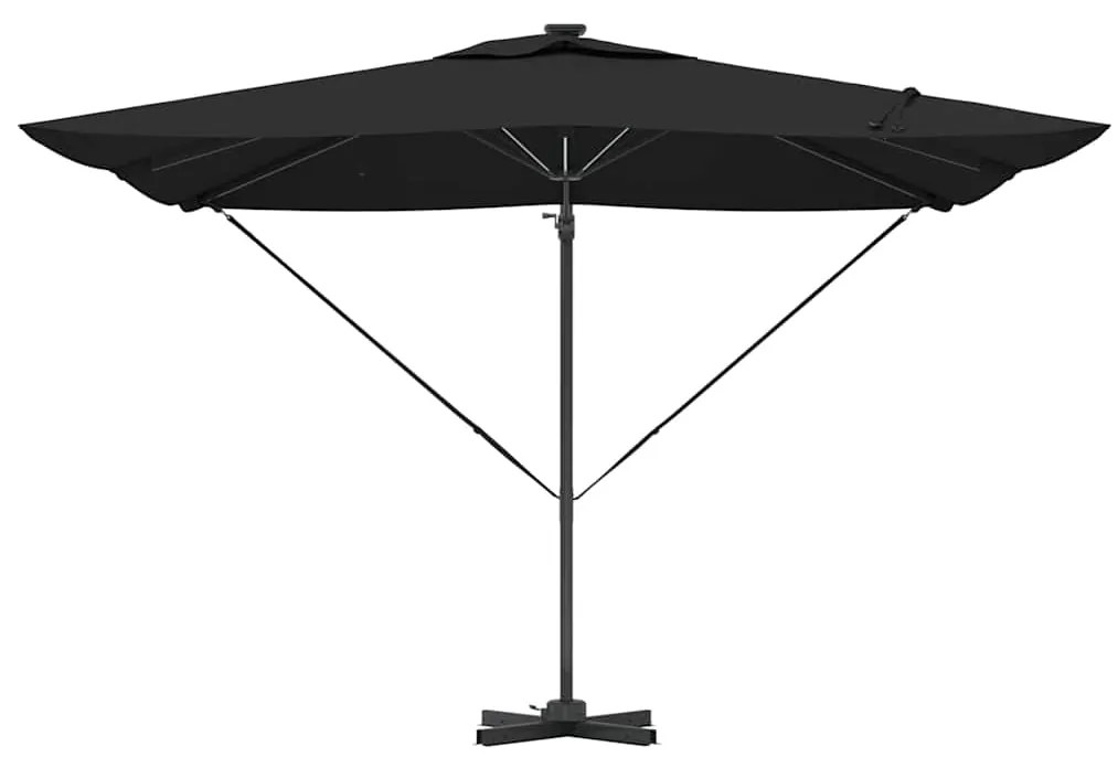 Guarda-Sol Cantilever Roma com LEDs - Preto, 286 x 285 x 270 cm, Alumí
