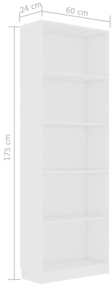 Estante com 5 prateleiras 60x24x175 cm derivados madeira branco