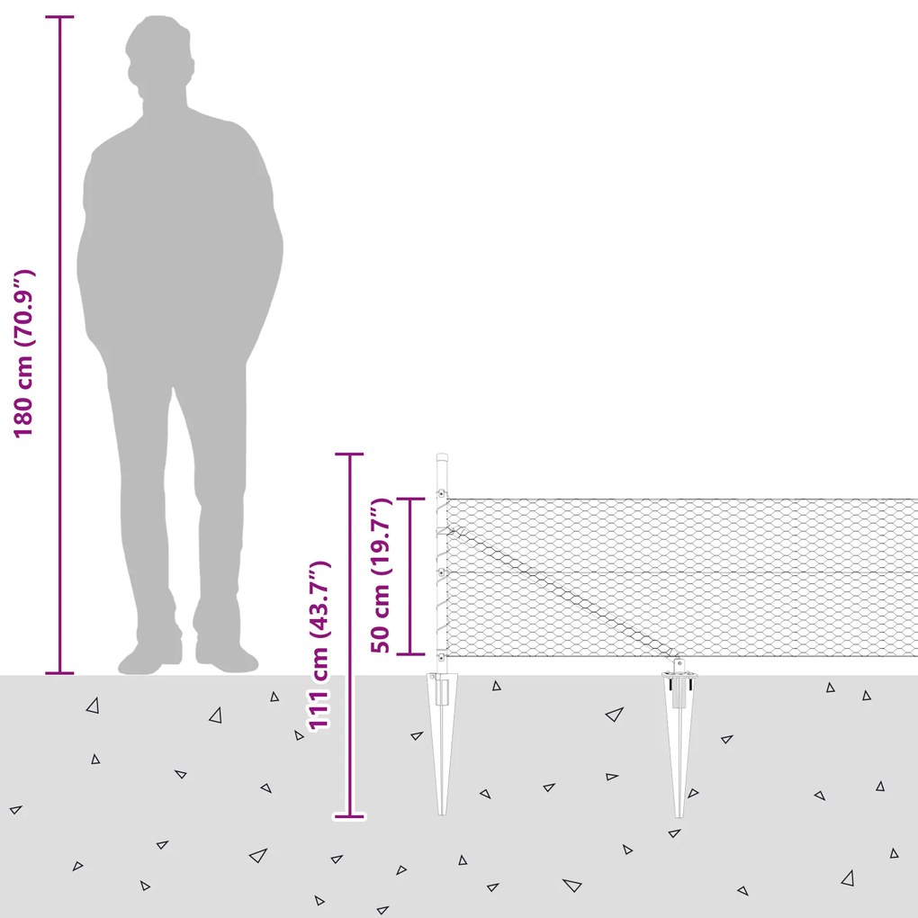 Cerca Hexagonal vidaXL Cinza 0.5x100 m Aço