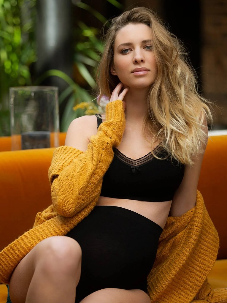 Cuecas maxi sem costuras, para grávida, Milk da CACHE COEUR preto escuro liso