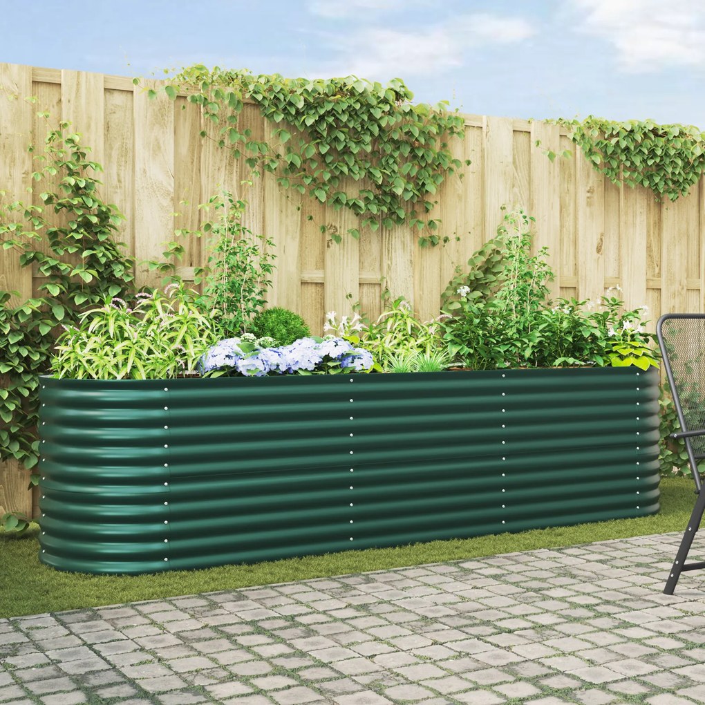 Cama Elevada para Jardim vidaXL Verde 320x80x81 cm em Aço Galvanizado