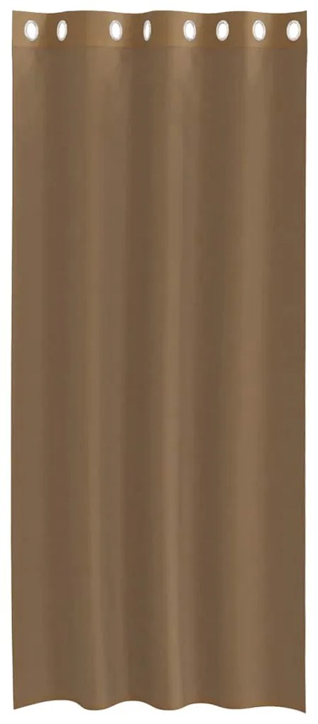 Cortinas de voile com ilhós 2 pcs castanho-claro