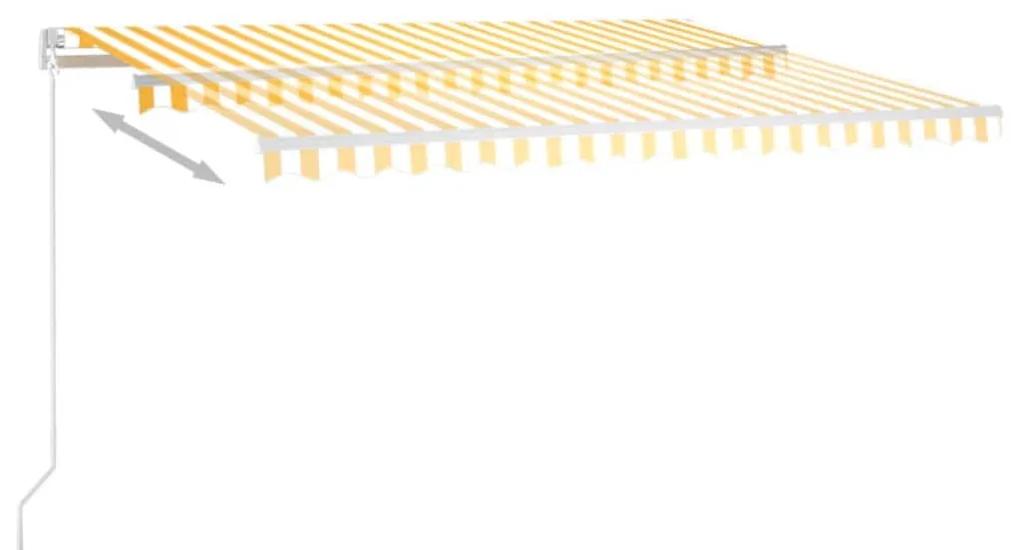 Toldo retrátil manual com LED 400x300 cm amarelo e branco