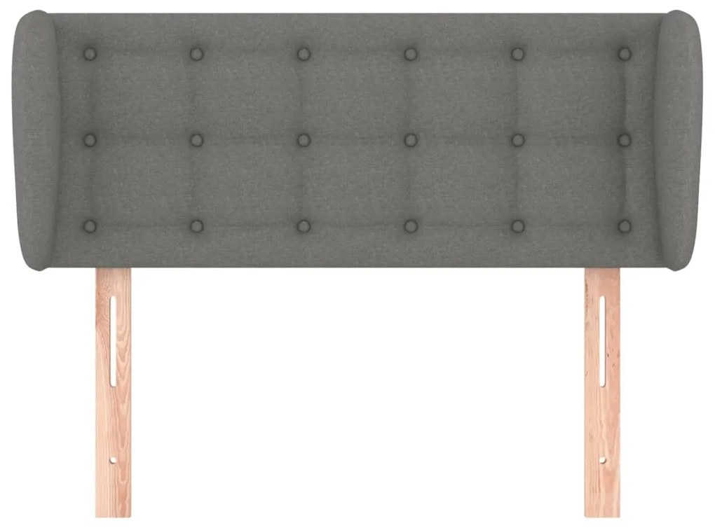 Cabeceira de cama c/ abas tecido 103x23x78/88cm cinzento-escuro