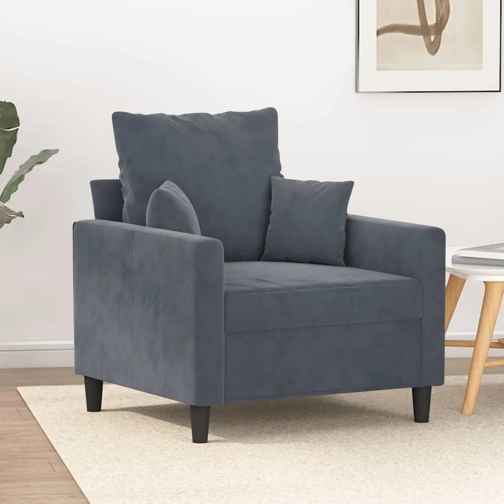 vidaXL Poltrona 60 cm veludo verde-escuro