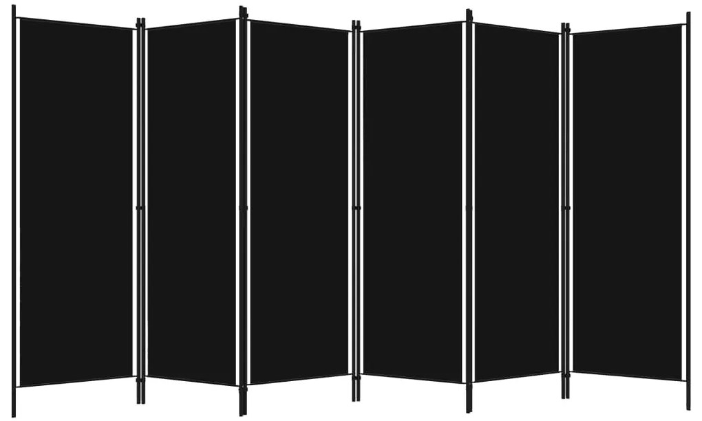 Divisória de quarto com 6 painéis 300x180 cm preto