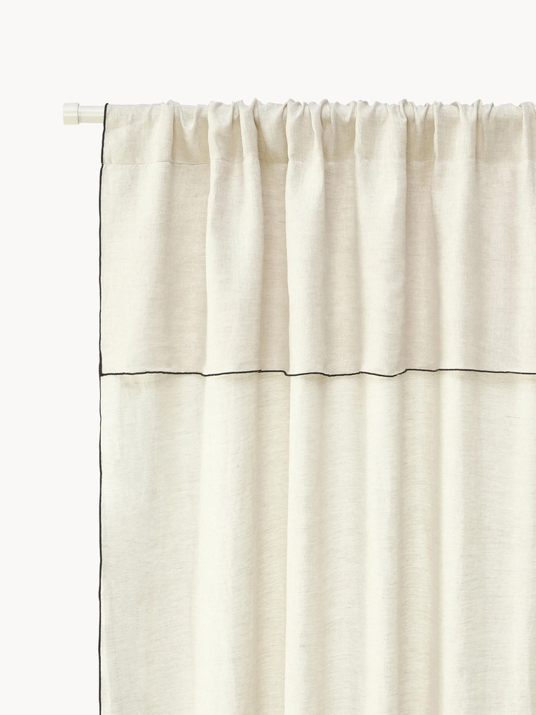 Cortinas de linho semitransparentes com bainha de túnel Eleonara, conjunto de 2
