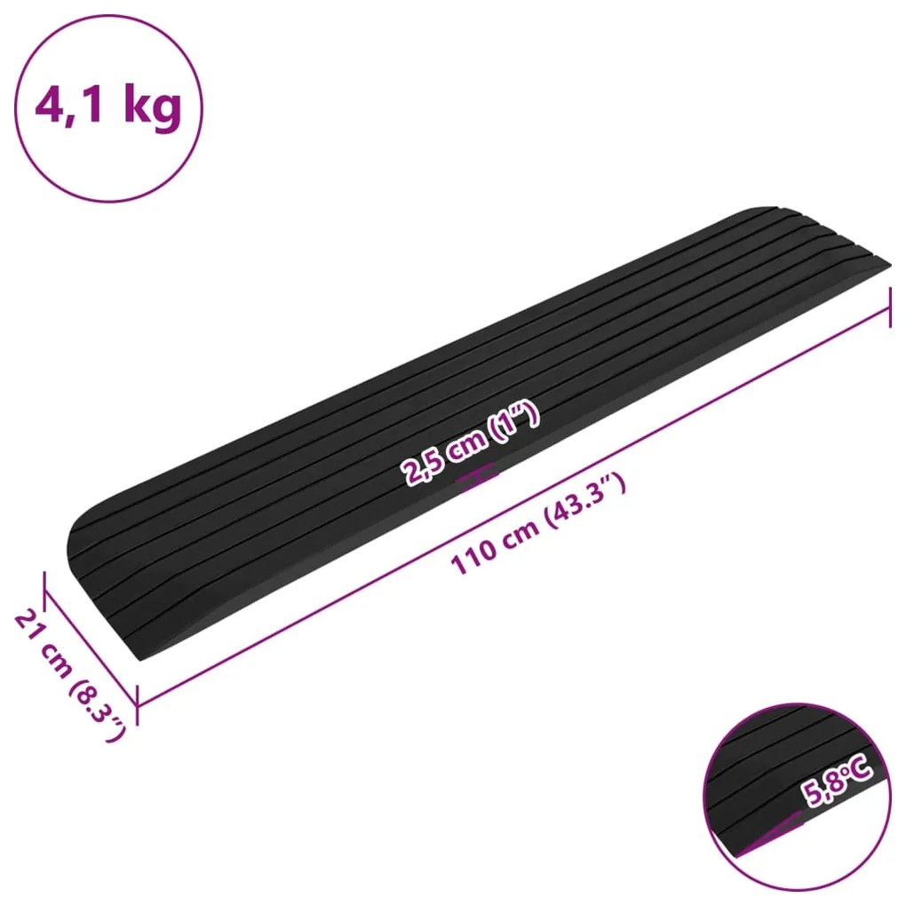 Rampas de acesso 2 pcs 110x21x2,5 cm borracha