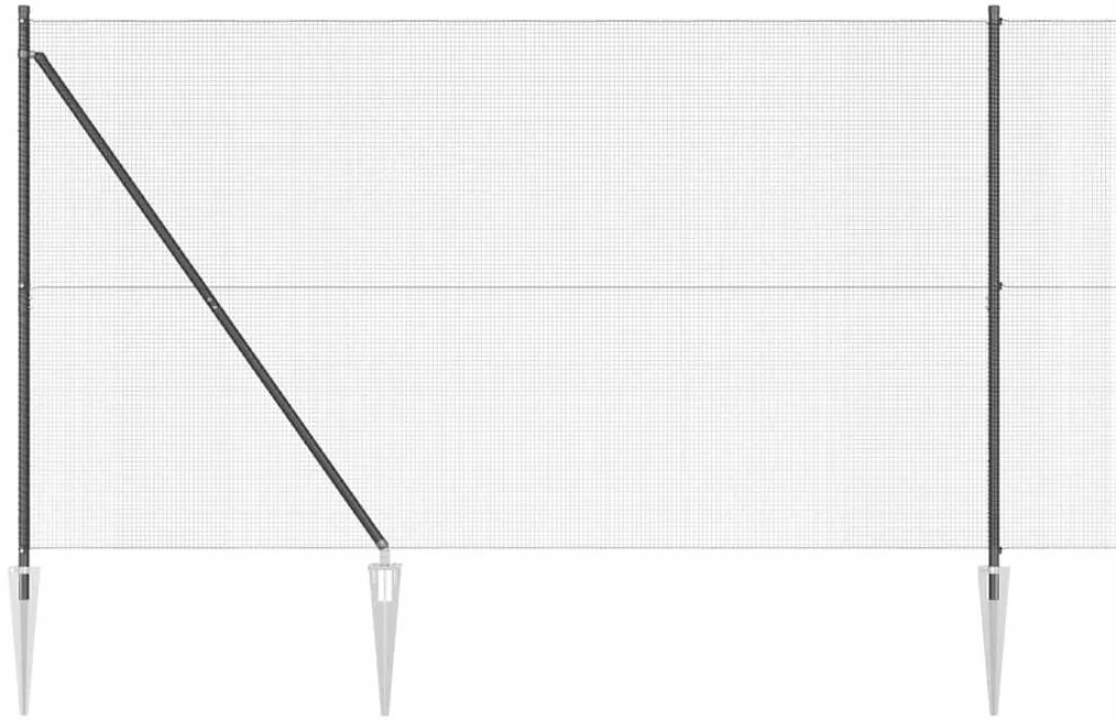 Cerca de Arame Soldado com 7 Postes de Estaca Cinza 1.6x10 m de Aço