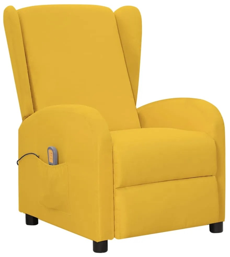 vidaXL Poltrona de massagens tecido amarelo
